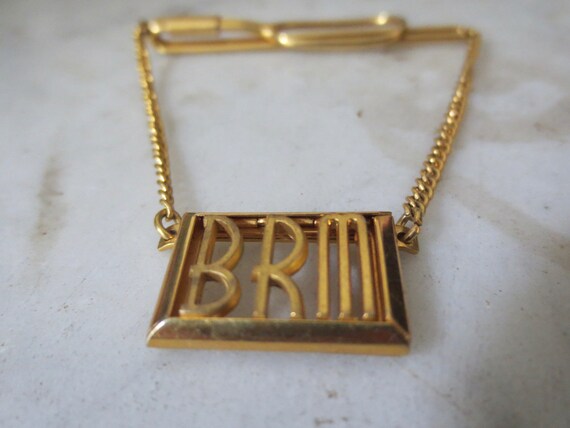 SWANK Monogram BRM Gold Tie Bar and Tie Bar Penda… - image 9