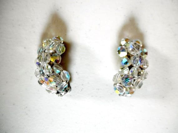 1950s Rhinestone Clip on Earrings Vintage Aurora … - image 2