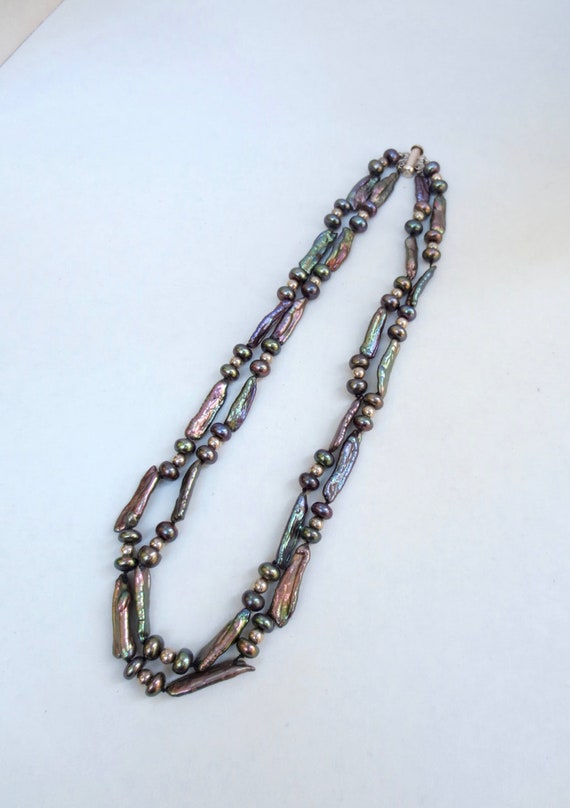 Vintage Iridescent Fresh Water Pearls Color Enhan… - image 2