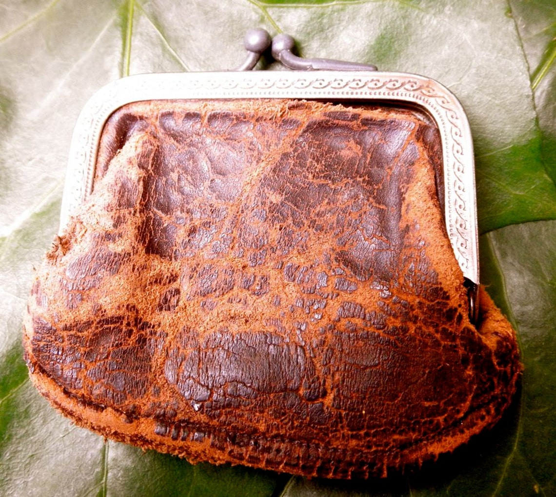 Small Antique Leather Coin Purse Rare and Rustic Etsy