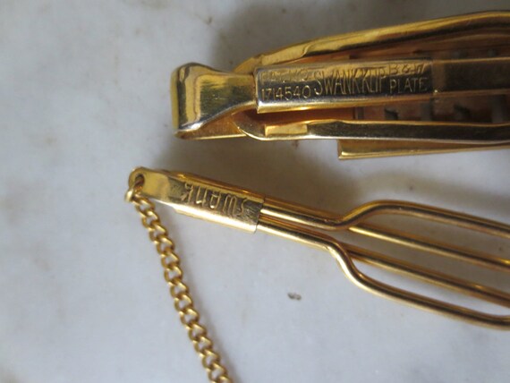 SWANK Monogram BRM Gold Tie Bar and Tie Bar Penda… - image 4