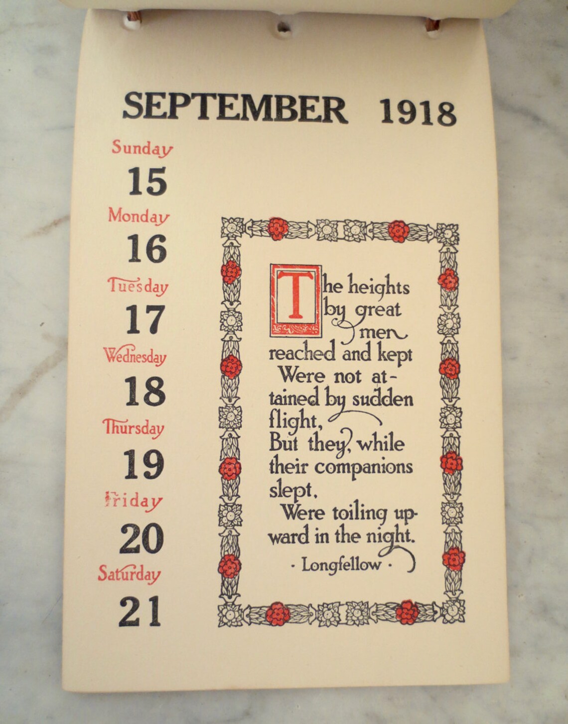 Antique 1918 The Calendar of Golden Thoughts Etsy