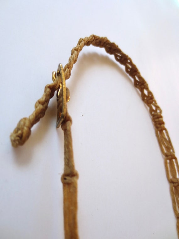 Hippie necklace waxed macrame hemp / mother of pe… - image 5