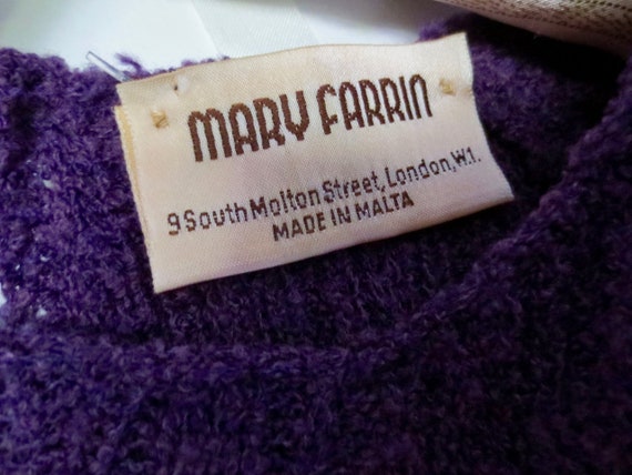 Vintage 70s PURPLE KNIT DRESS Mary Farrin London … - image 4