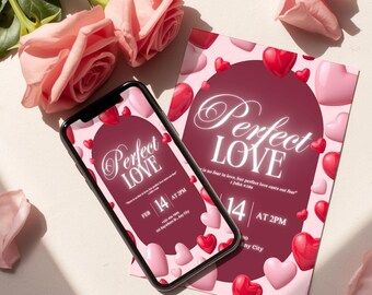 Christian Valentine Invitation Template, Heart Day Church Event Invite (Canva Editable, Digital Download)