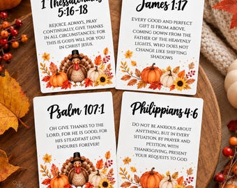 Set mit 12 Bibelverskarten zum Erntedankfest, christlicher Herbstsegen, Bibelvers zum Ausdrucken, herbstliche Bibelverse mit christlichem Bezug (digitaler Download)