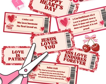 Christian Valentine's Day Tickets | Bible Verse Coupons & Stickers (Digital Download)