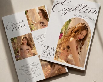 Elegant and Modern 18th Birthday Invitation Template, Editable Canva Debut Invite, Photo Invitation Printable, Welcome Sign Digital Download