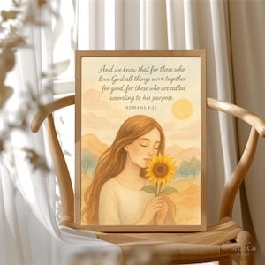 Romans 8:28 Christian Wall Art Printable Scripture DIGITAL DOWNLOAD Watercolor Bible Verse Print Inspirational Gift for Christian Women