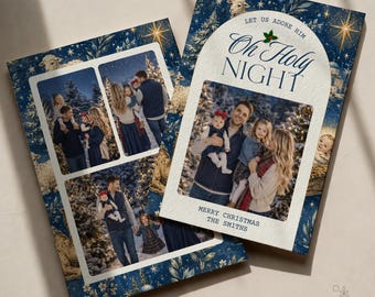 Oh Holy Night Nativity Family Photo Christmas Card (Digital Download)