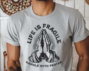 Camiseta "La vida es frágil" con oración, camiseta cristiana, regalo para él, camiseta de iglesia
