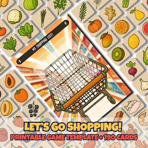 My Shopping List! Grocery Game Template + 190 Product Cards | Printable PDF/PNG | Role Play Shopping List | Kids Educational Game