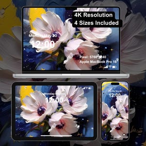 Dreamy Cosmic Flowers Wallpaper – Digital Art for PC, Laptop, iPhone & iPad | Starry Night Floral Background