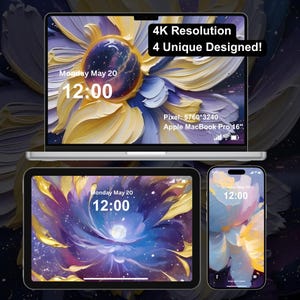 Celestial Bloom – 4K Abstract Space Flower Wallpapers Bundle | Square Fantasy Art for PC, Phone & Tablet (1:1 Ratio)