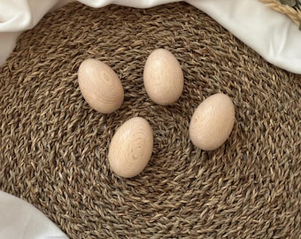 Wooden Easter Egg Set - Sustainable Easter Decoration - Scandinavian Easter Decor - Spring Table Decoration - Children's Play Shop - Children's Kitchen Accessories - Eggs