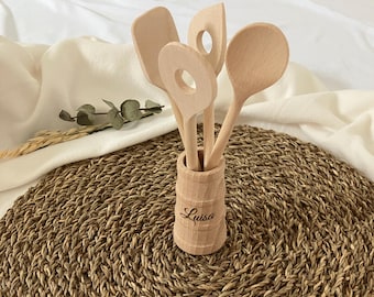 Personalized wooden children's cooking set - Montessori toy kitchen - engraved spoon set for children - birthday gift for a child - children's kitchen