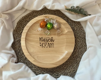 Wooden Snack Bowl - Round Snack Bowl with Engraving - Perfect for Sweets - Engraved Wooden Board for Sweets & Table Decoration - Gift