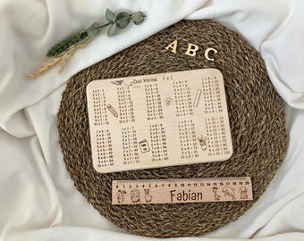 Personalized 1x1 learning board & ruler made of wood - gift for school enrollment with name - personalized back to school gift - schoolchild gift