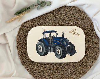 Tractor breakfast board with name - Personalized wooden board for children, farm gift boy girl - Tractor board - Tractor fan