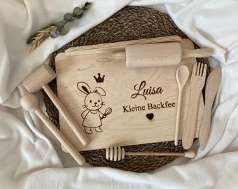Personalized children's wooden baking set - baking board with name - Christmas gift - Christmas bakery - children's kitchen accessories