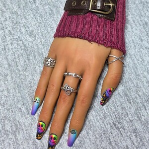 Happy Halloweens - Holiday Nails - Nail Wraps - Handmade Press on Nails