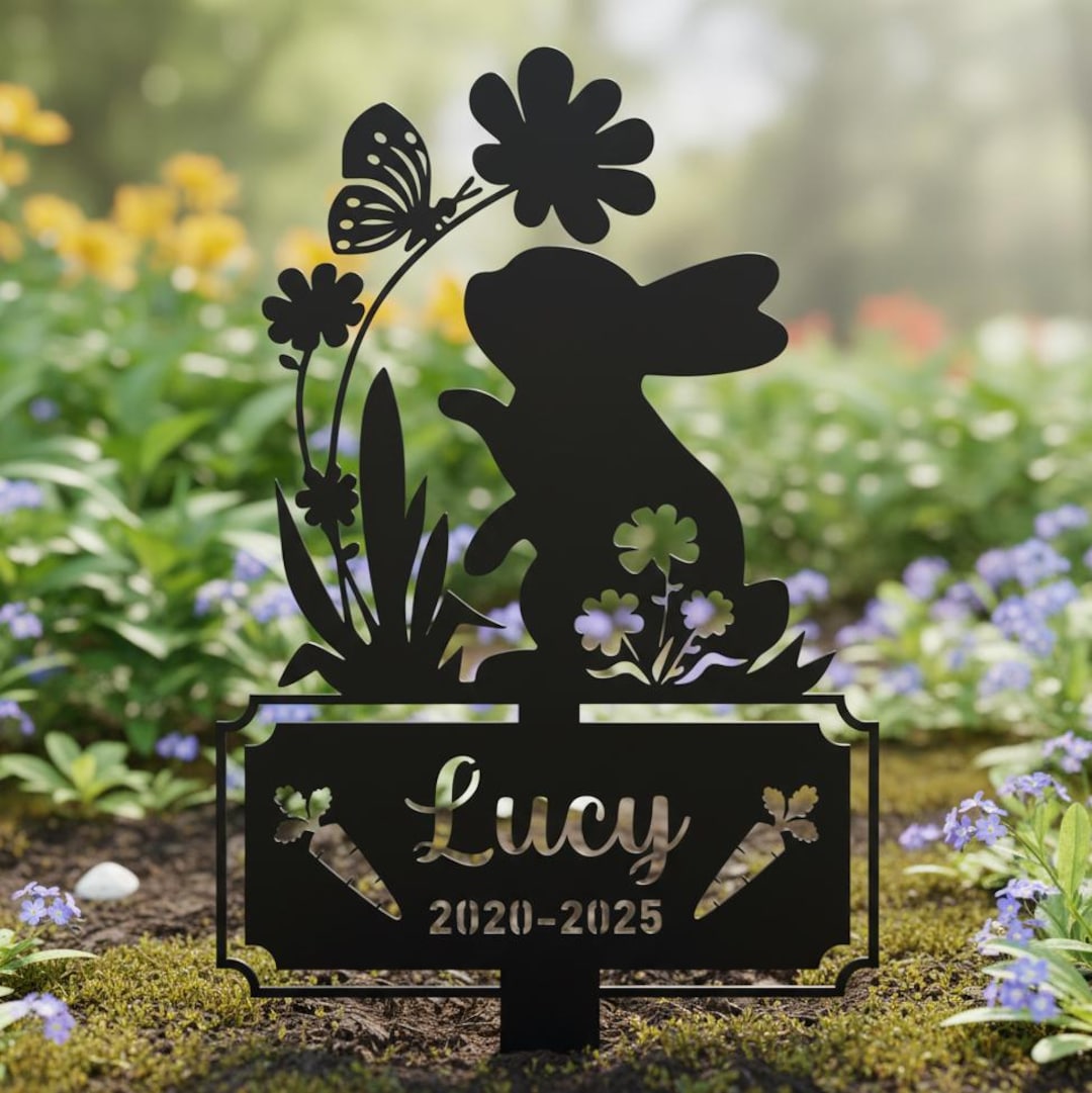 Custom Rabbit Memorial Yard Stake Decor,custom Rabbit Headstone Gift ...