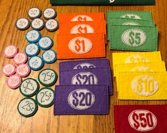 Felt play money,play money, pretend play