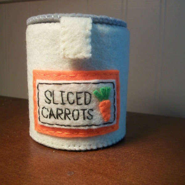 Felt Carrots In a Can, Play food, Play kitchen, felt veggies