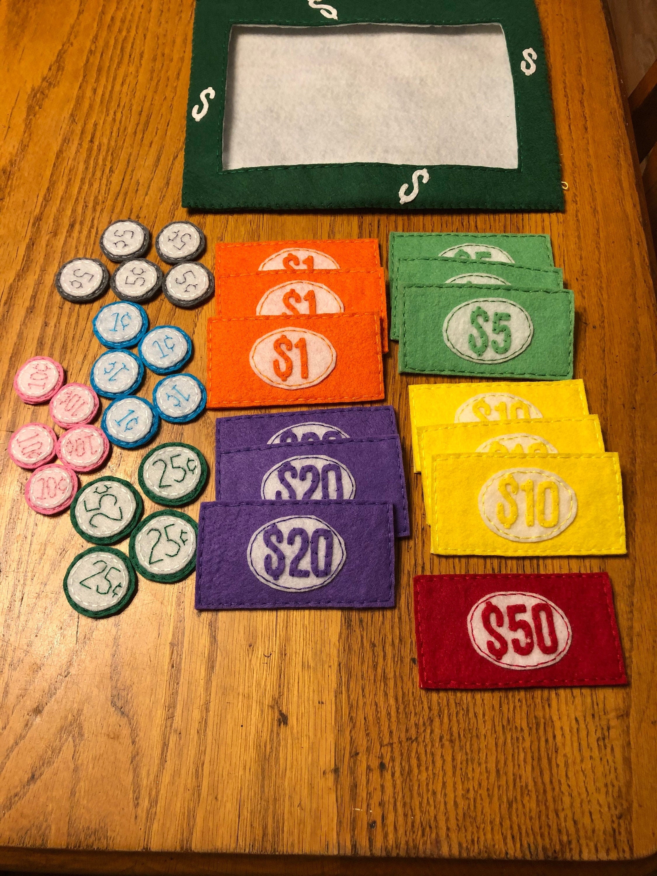Felt play money,play money, pretend play
