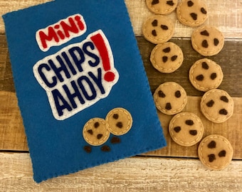 Felt cookie snack bag felt chocolate chip cookies