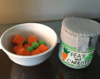 Felt Peas and Carrots In a Can