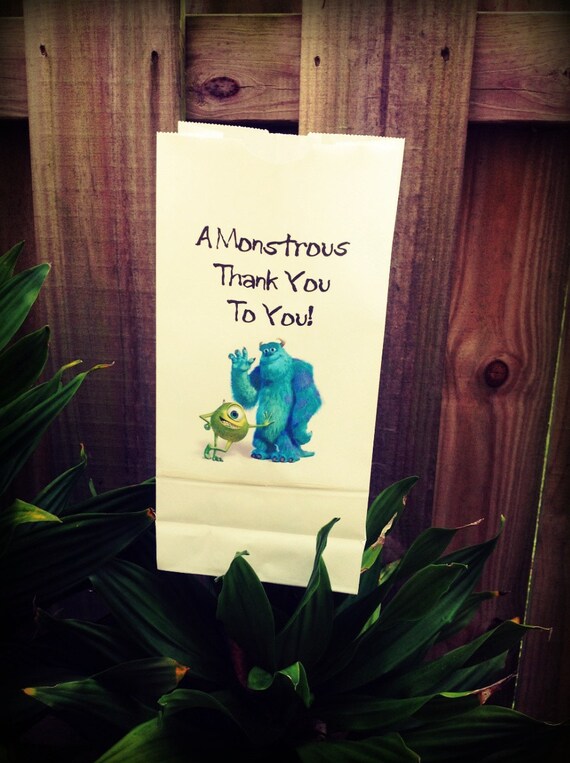 Items similar to Monsters Inc Personalized Treat Favor Bags, Set of 10 ...