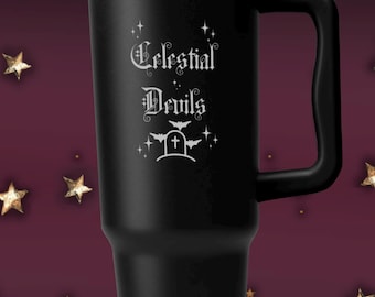 Bicchiere gotico "Celestial Devils" / Bicchiere gotico nero con cannuccia