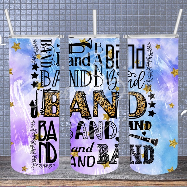 Band Tumbler Wrap PNG Designs Sublimation Designs Downloads - Skinny 20oz Wrap - PNG