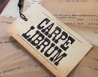 Carpe Librum - Bookmarks made from Vintage Library Catalog Cards