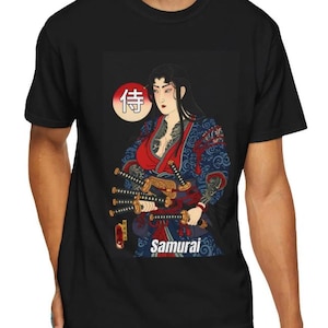 Samurai Woman Ukiyo-e T-Shirt: Japanese Warrior Art, Katana Kimono Design