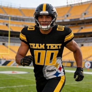 Camiseta de fútbol personalizada de los Steelers, con nombre y número personalizados, regalo unisex para el día del partido.