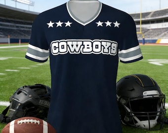 Maglia da football dei Cowboys personalizzata con nome e numero, maglietta personalizzata per tifosi dei Cowboys, regalo unisex per tifosi di football
