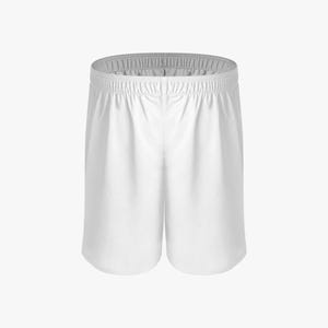 May include: White athletic shorts with an elastic waistband. The shorts are made of a smooth, opaque fabric and have a relaxed fit. The shorts are designed for sports and other physical activities.