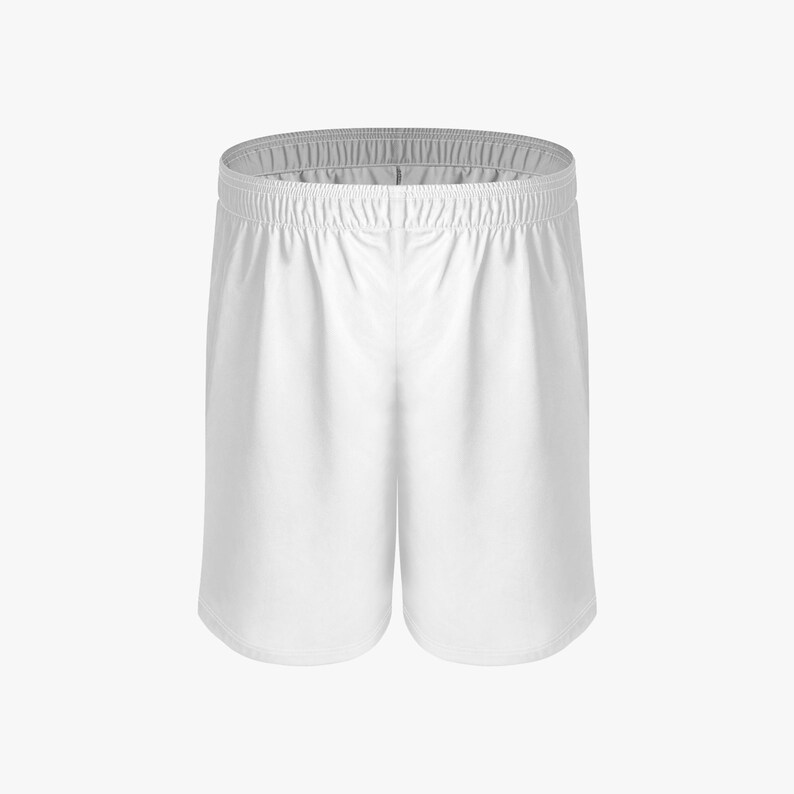 May include: White athletic shorts with an elastic waistband. The shorts are made of a smooth, opaque fabric and have a relaxed fit. The shorts are designed for sports and other physical activities.