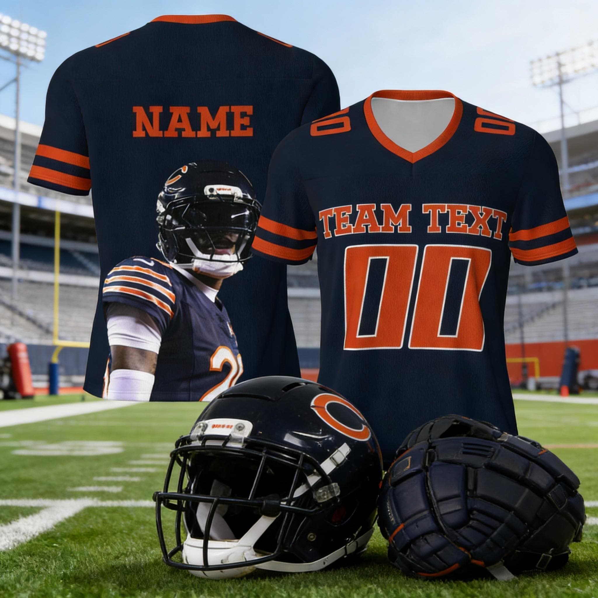 Discover Custom Bears Football Jersey with Name & Number, Personalized Bears Fan Shirt, Unisex Football Supporter Gift