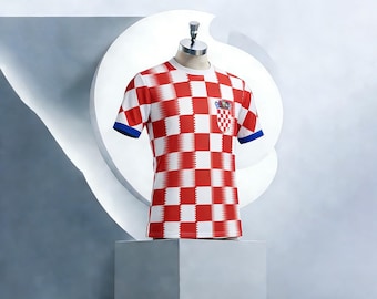Custom Croatia Soccer Jersey Set, Red White Checkered Football Kit