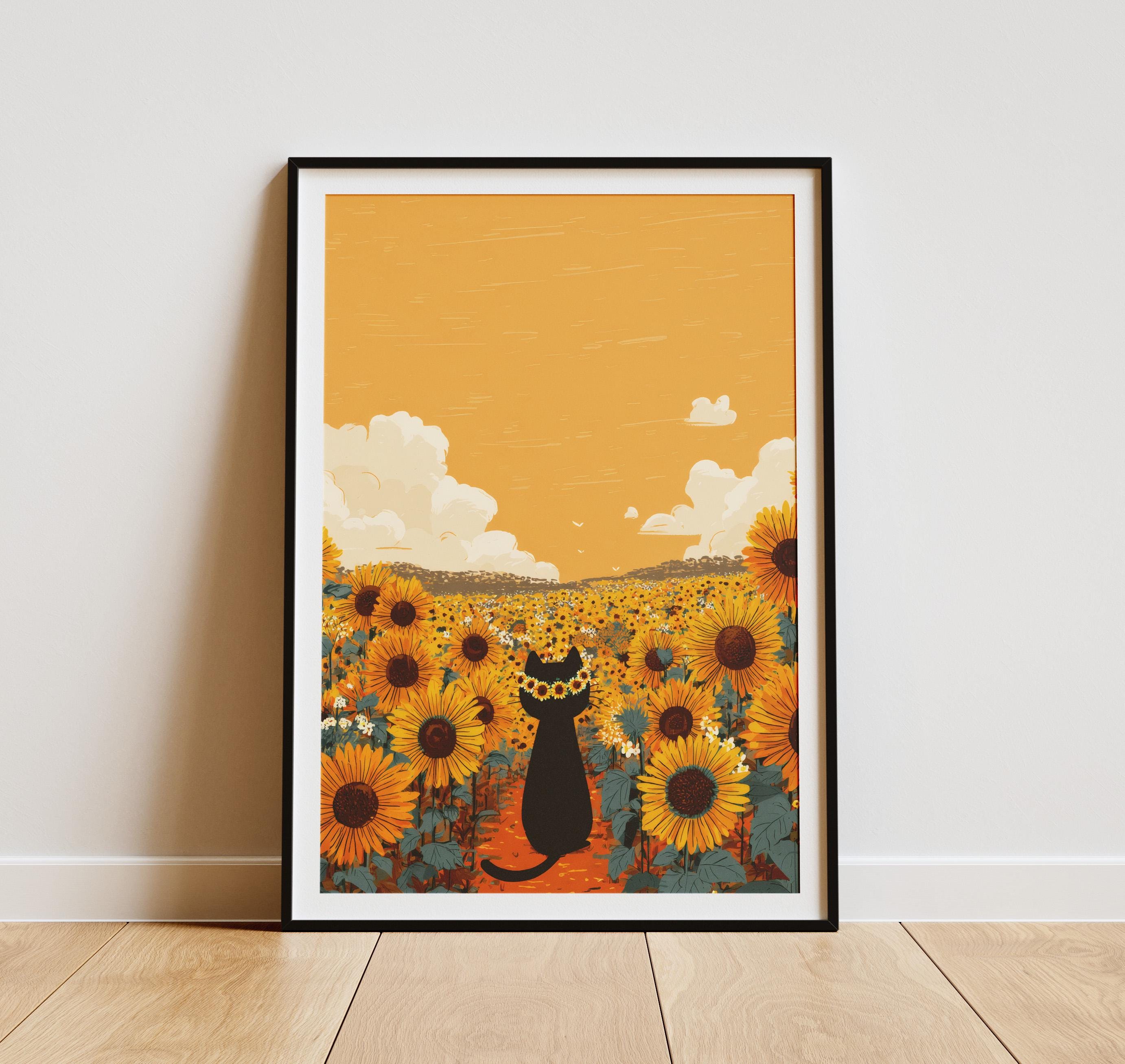 ひまわり畑の猫 - Etsy 日本