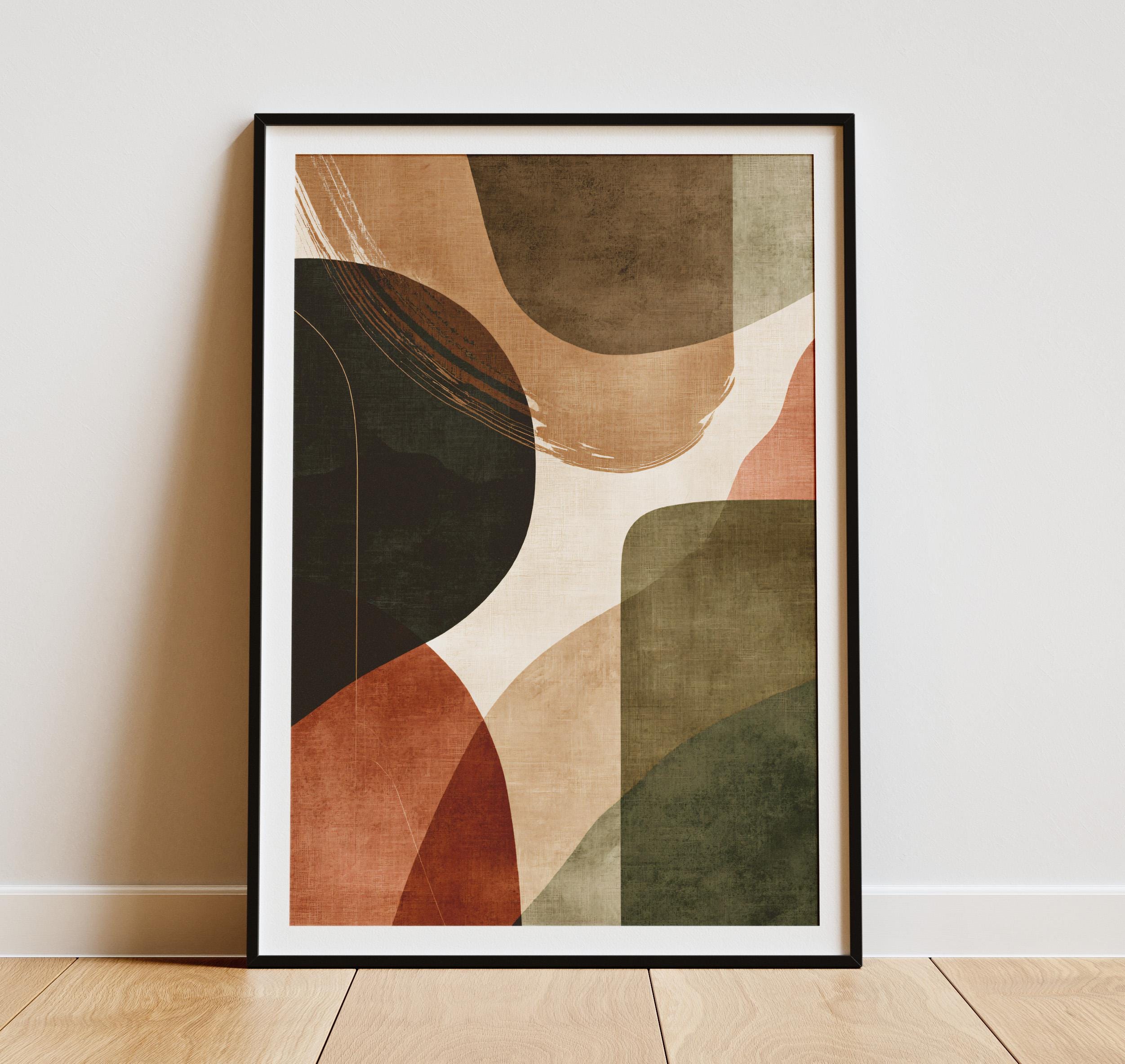 Abstract Beige Green Poster • Minimalist Japandi Wall Art • Boho