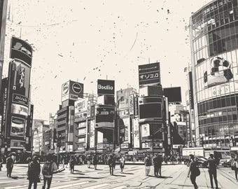 Tokyo Shibuya Crossing Print: Vintage Japan Wall Art - Etsy
