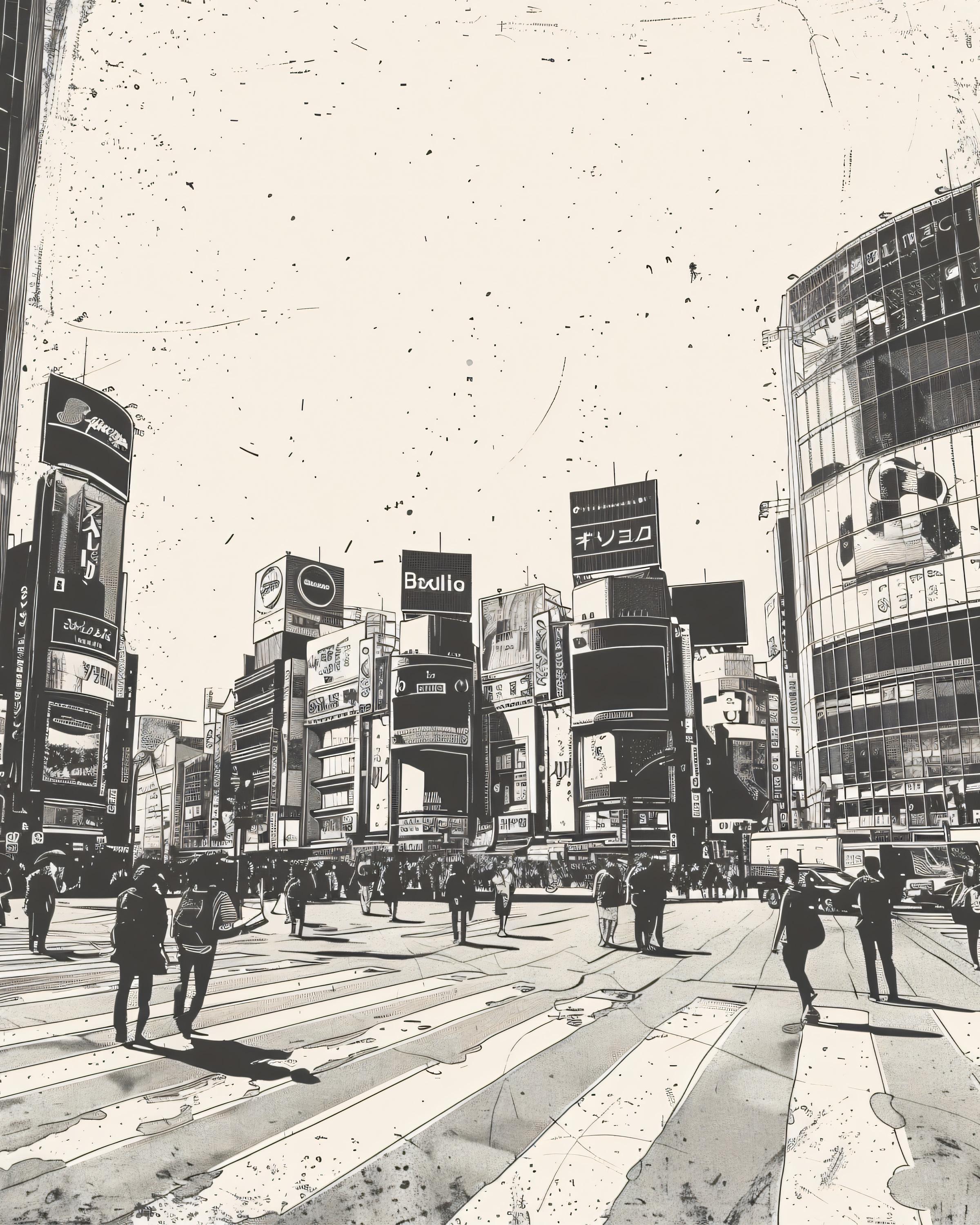 Tokyo Shibuya Crossing Print: Vintage Japan Wall Art - Etsy