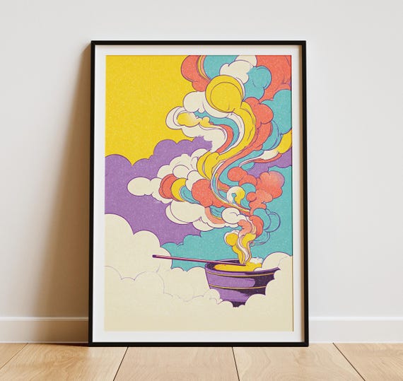 絵画 incense size ll Japanese Incense Art Print – Colorful Smoke Illustration, Zen