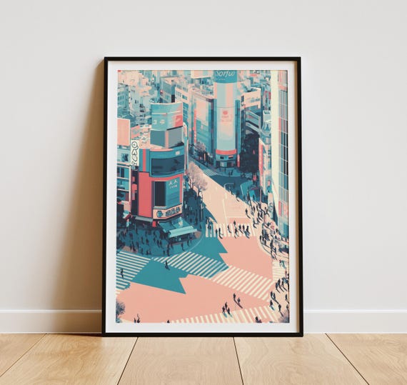 夢の交差点 渋谷芸術祭 入選 アクリル画 絵画 インテリア イラスト 原画 渋谷スクランブル交差点アート - Etsy 日本