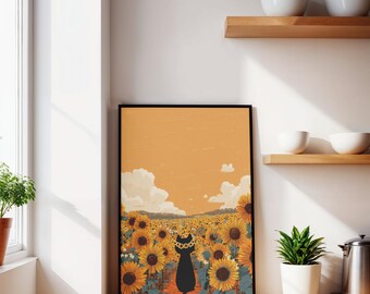 ひまわり畑の猫 - Etsy 日本