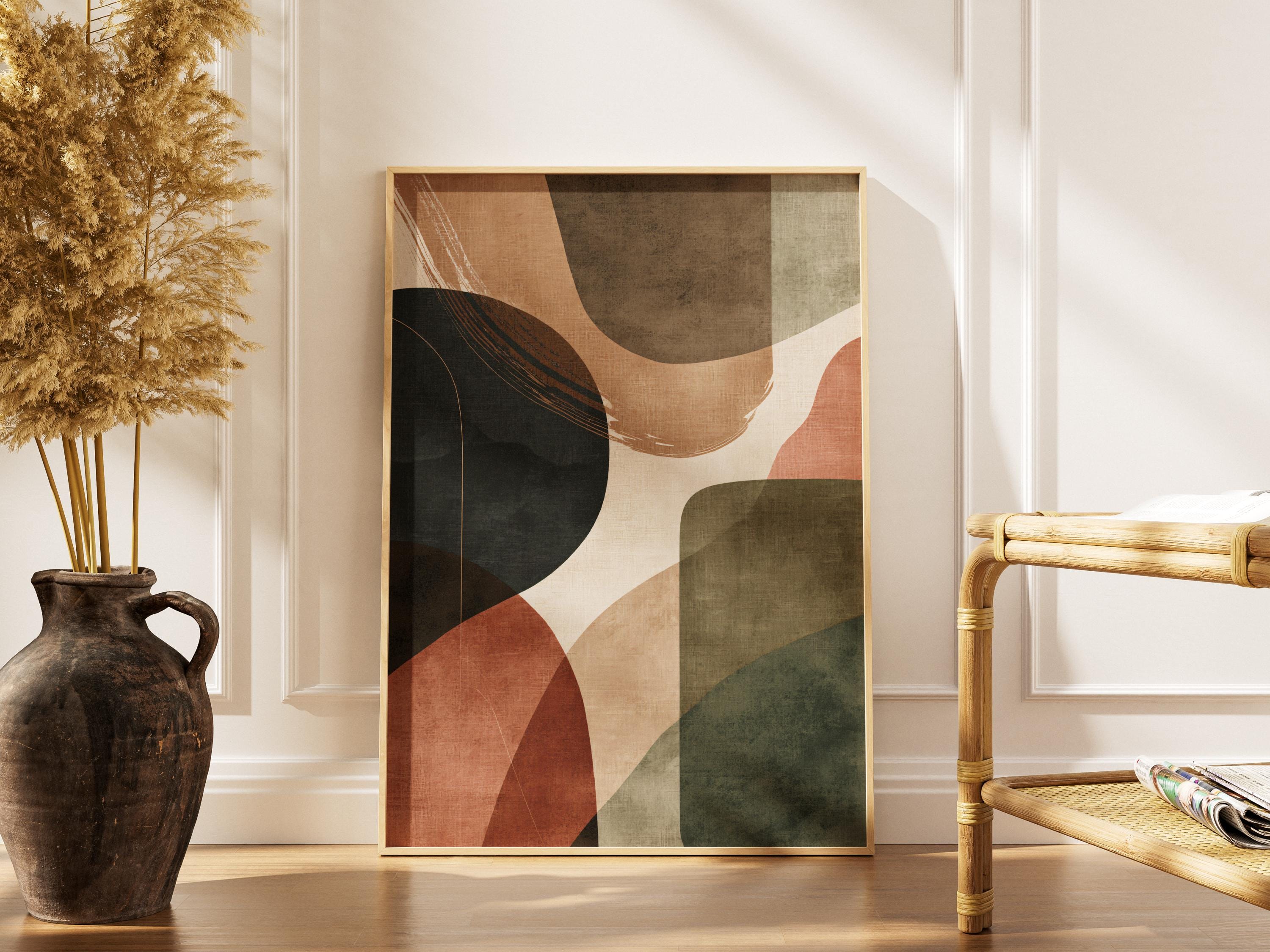 Abstract Beige Green Poster • Minimalist Japandi Wall Art • Boho